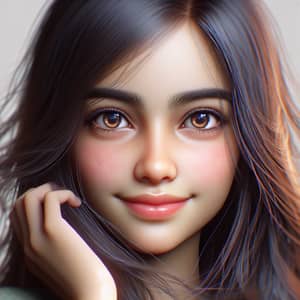 Radiant South Asian Girl Avatar with Beautiful Face and Expressive Eyes