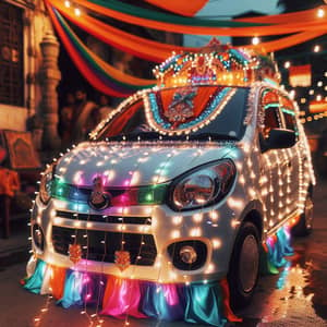 Festive Hyundai Aura Car Decoration for Navratri