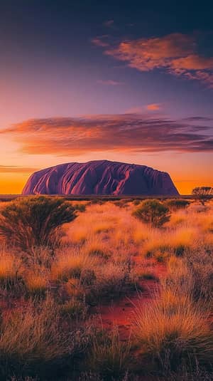 Stunning Uluru at Sunset: Nature's Vibrant Canvas