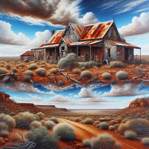 Run-Down Farmhouse in the Australian Outback