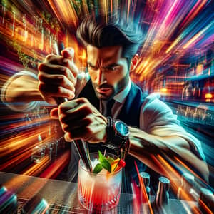 Hispanic Mixologist Creating Visually Breathtaking Cocktail | High-Speed Photography