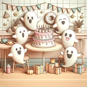 Cozy Birthday Cafe with Delightful Ghost-Themed Pastries