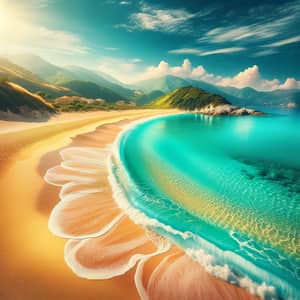 Turquoise Clean Water and Yellow Sandy Beach