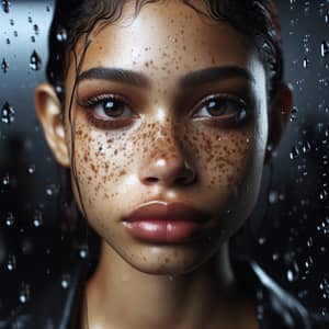 Emotional 4K Portrait of a Young Woman in the Rain