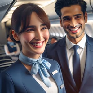 Professional Cabin Crew Members Creating Warm Atmosphere