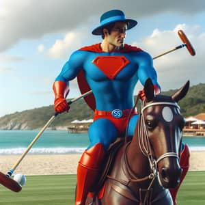 Superman Playing Polo by Idyllic Beach | Unique Image