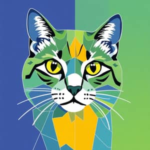 Colorful Geometric Cat Mosaic Art