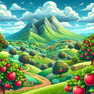 Enchanting Apple Land: Joyful Vector Art for Children