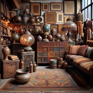 Vintage Bohemian Eclectic Items: Furniture, Lamp, Rug & More