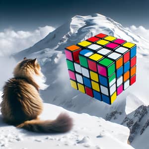 Rubik's Cube at Snowy Mountain Peak