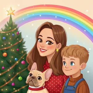 Joyful Christmas Family Portrait Illustration