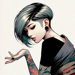 Modern Undercut Hairstyle Inspired by Ukiyo-e Art Style