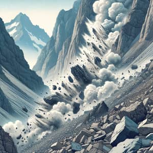 Mountain Landscape Landslide Illustration