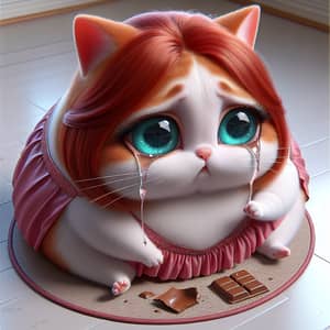 Charming Red-Haired Cat Crying | Hyperrealism & Photorealism