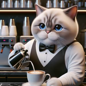 Hyperrealistic Cartoon Cat Waiter Photo