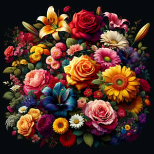 Vibrant Flower Display against Dark Background