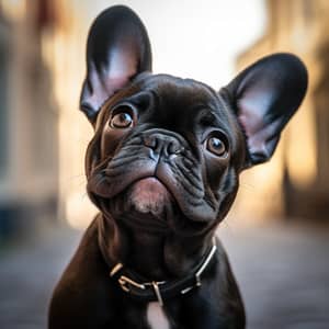 Adorable Black French Bulldog Puppy Portrait