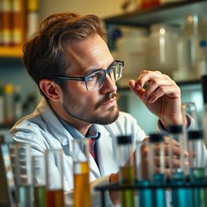 Scientist Deep in Thought in Lab