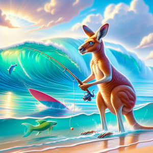 Kangaroo Fishing Adventure by the Ocean