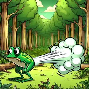 Funny Frog Farting in a Cartoon Forest