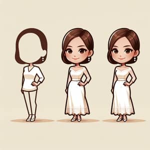 Female Character in Elegant Filipiniana Dress Caricature Style