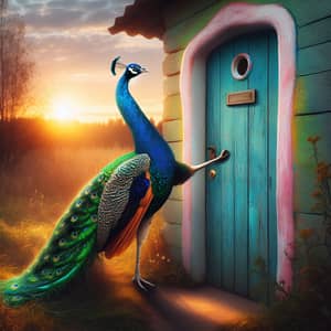 Haughty Peacock Answers Her Unique Circular Door