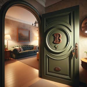 Charming Circular Door Leading to a Cozy Living Room