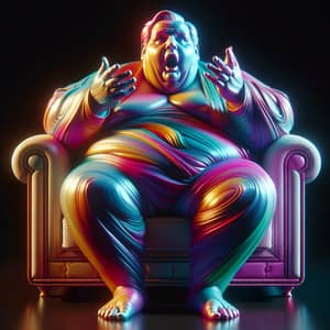 Vibrant 3D Render of Surprised Overweight Model