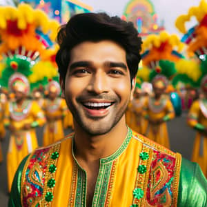 Vibrant Bacao Festival Costume in Yellow and Green