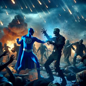 Epic Superhero vs Villain Battle in Post-Apocalyptic Setting