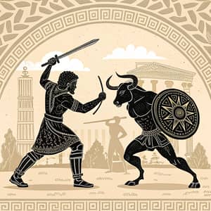 Theseus vs Minotaur: Epic Greek Mythology Art