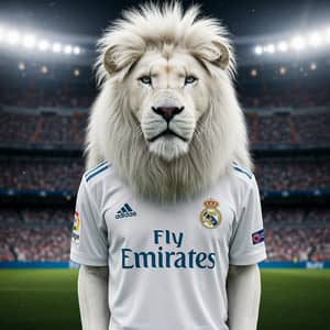 White Lion in Real Madrid Jersey | Uniqe Sports Art