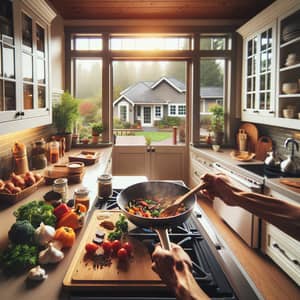 Cooking in a Well-Equipped Kitchen in the United States