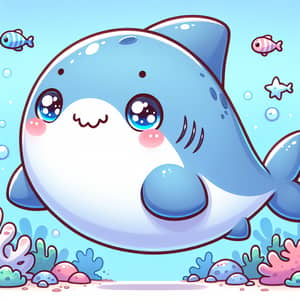 Adorable Shark Cartoon Illustration for Kids - Underwater Scene