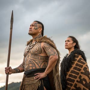 Maori Male and Female Warrior Art