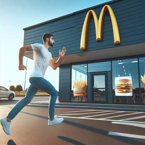 Man Sprinting to McDonald's in White T-Shirt