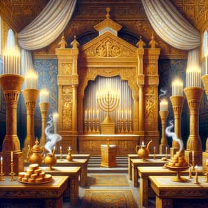 Mosaic Tradition: Tabernacle Holy Place with Golden Boards & Ornaments