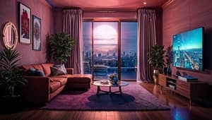 Retrowave Living Room Interior Design Ideas