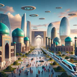 Futuristic Samarkand in 2050: Blending Tradition with Technology