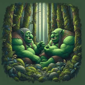 Shrek Style Ogres Conversation in Mossy Forest