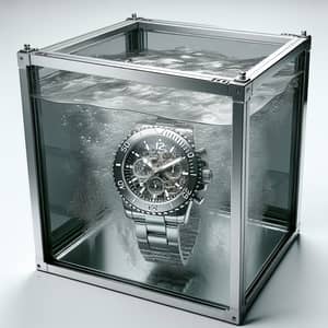 Stylish Wristwatch in Glass Water Box