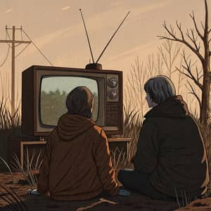 Creepy Rustic Vibe with Old TV Artwork