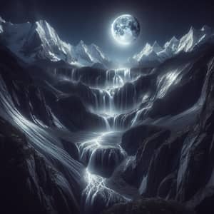 Captivating Lunar Waterfall: Mystical Beauty in the Night