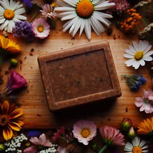 Biodegradable Rectangular Soap with Floral Background