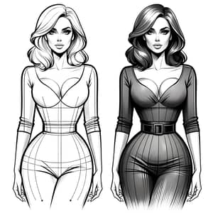 Slim Thick Woman: Confident Hourglass Physique Illustration