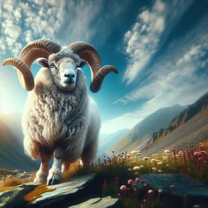 Majestic Ram on Rocky Hillside | Nature Wildlife Scene