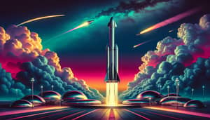 SpaceX Rocket Launch: Retro Futurism in Action