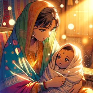 South Asian Mother and Baby in Warm Embrace | Loving Bond Depiction