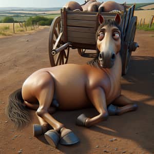 Comically Lazy Horse Illustration | Whimsical 3D Artwork