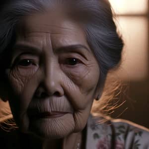 Elderly Asian Woman's Painful Journey Through World War II Remembrance